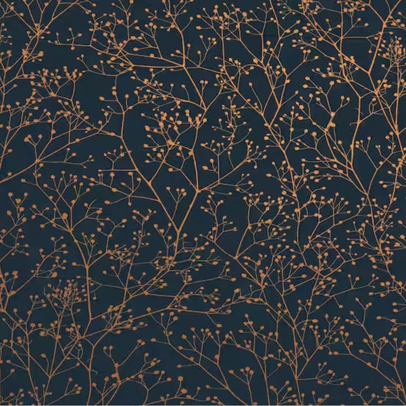 New 2 rolls Clarissa Hulse Gypsophila Midnight and Copper Wallpaper Metallic
